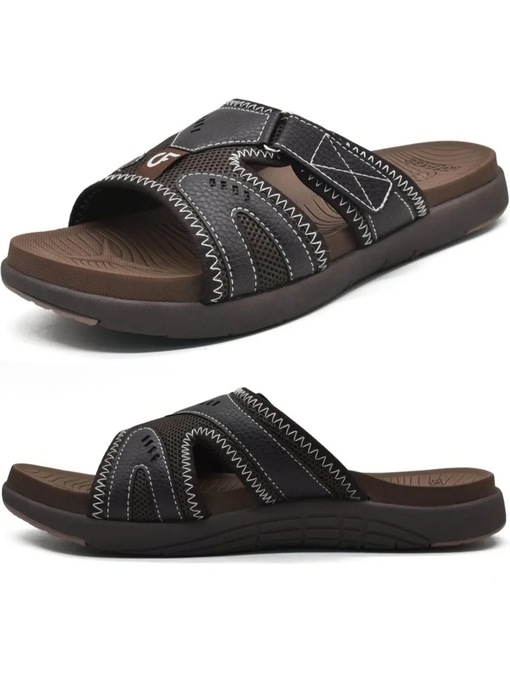 Men's Brown Sport Recovery Sandals Plantar Fasciitis Soft Cushion Lightweight